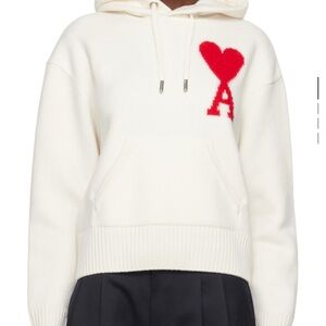 AMIRI White Hoodie with Red Heart Accent